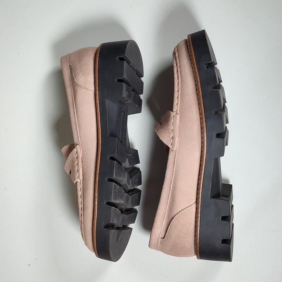 House of Harlow Gunner taupe leather platform penny loafers 8 - Picture 8 of 11